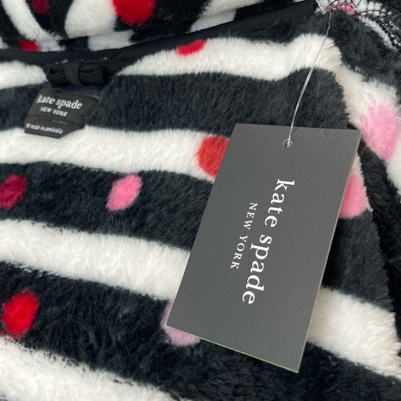 Kate Spade NY Polka Dot Striped Fleece Robe Size M - Picture 9 of 12